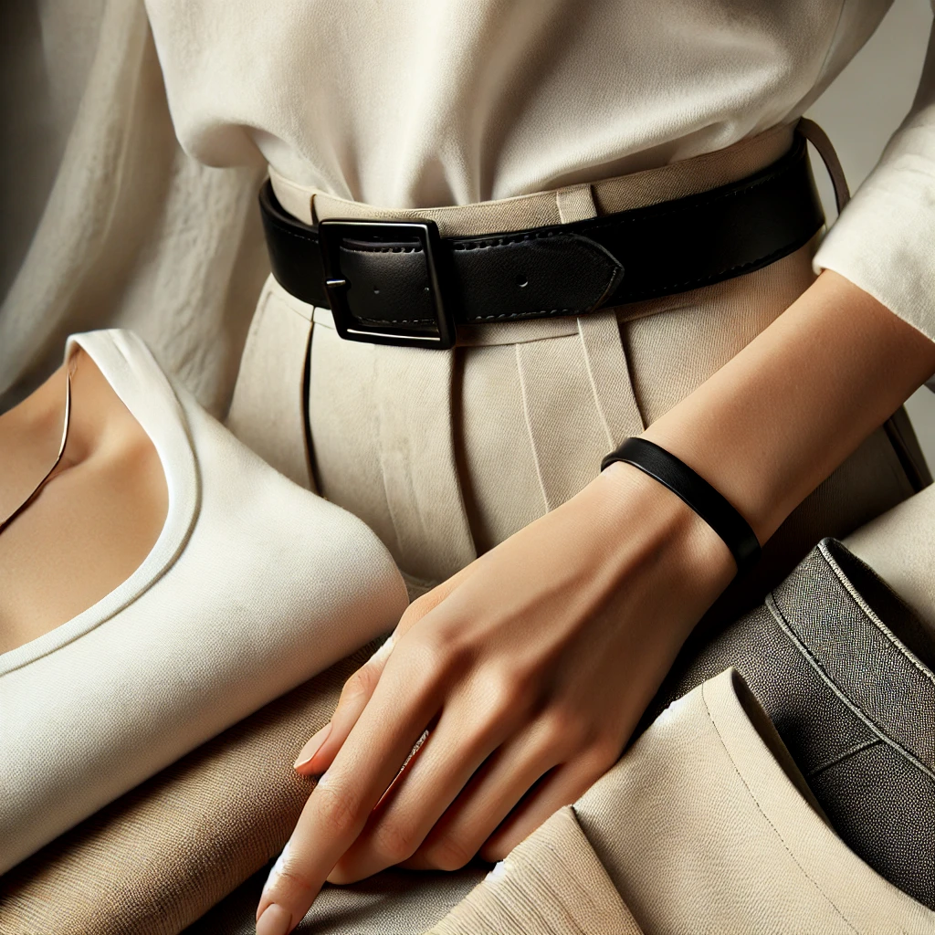 Blazers e calças minimalistas em cores neutras, representando o estilo elegante e moderno de 2024